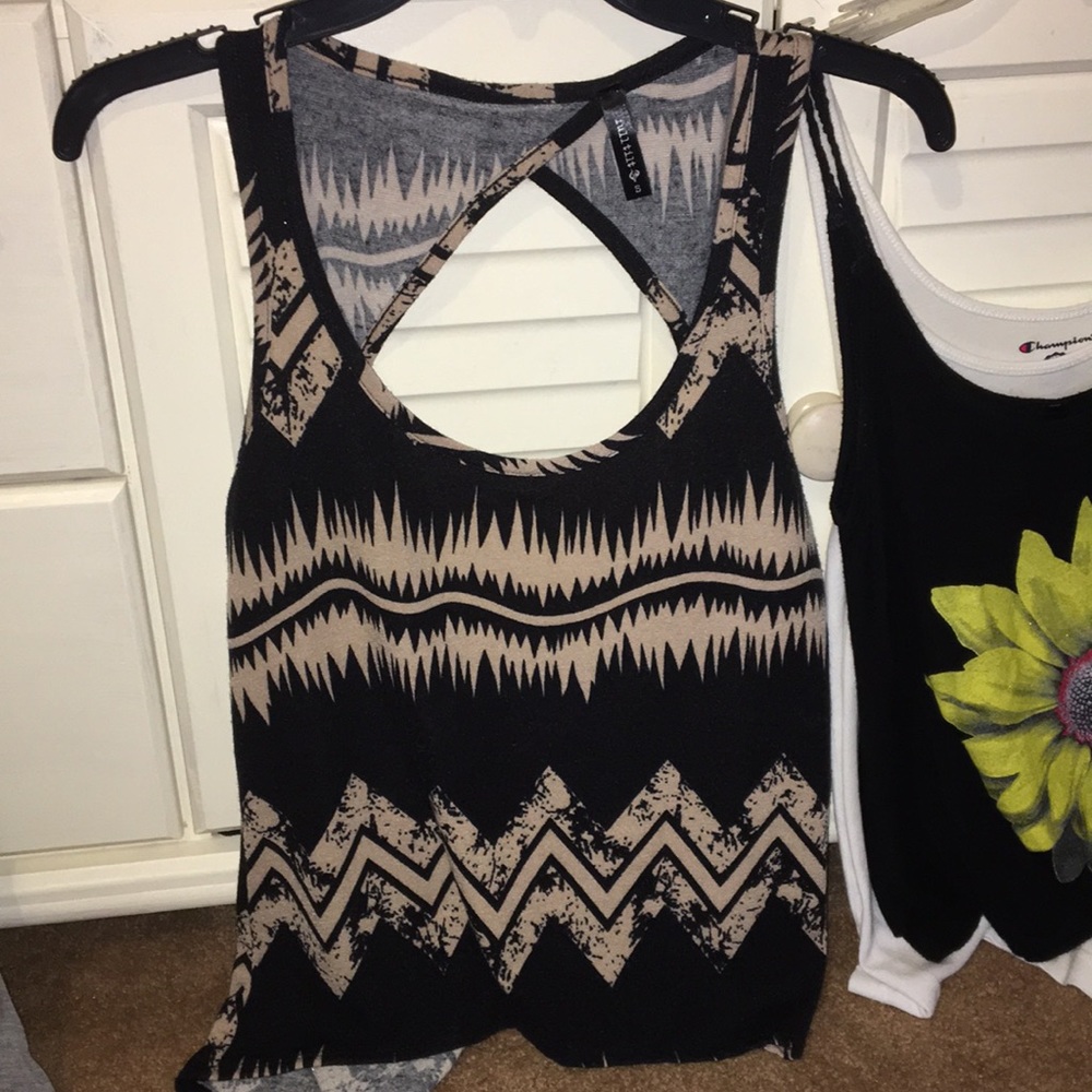 Brown and black back cut out cropped top
